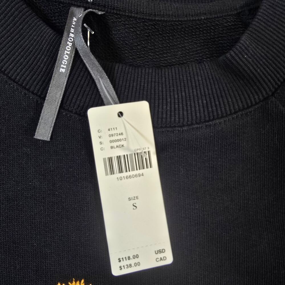 NWT Anthropologie Tufted Ducks Embroidered Flower Cotton Sweatshirt. Ret. $118 - Picture 6 of 8